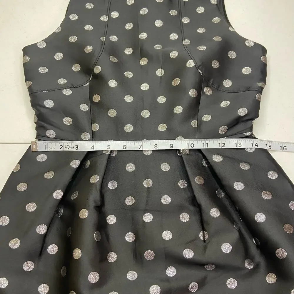 J. Crew Silver Polka Dot Bubble Skirt Dress Womens 2 Metallic Classy Chic Preppy